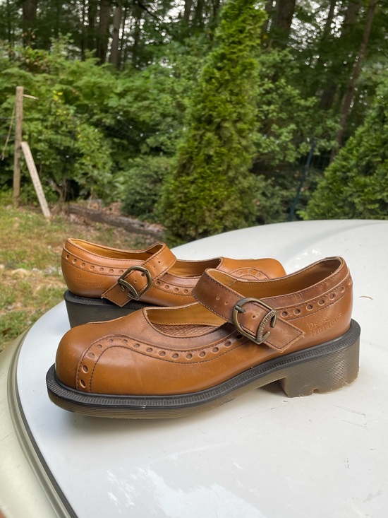 Dr. Martens Shoes - Dr Marten England Vintage Brogue Leather Mary Jane Clog Shoes Size 8 Woman’s (6)